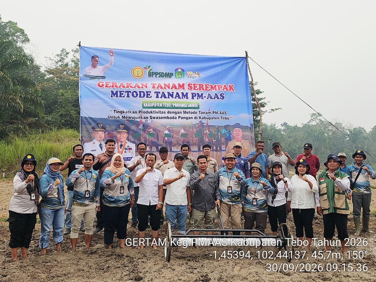 Gerakan Tanam Serempak Metode PM-AAS di Desa Bedaro Rampak, Kecamatan Tebo Tengah